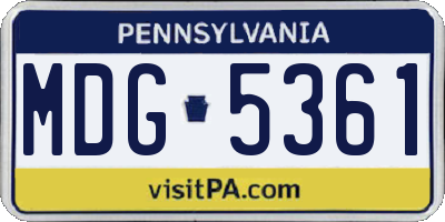 PA license plate MDG5361