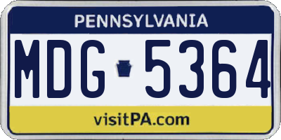 PA license plate MDG5364