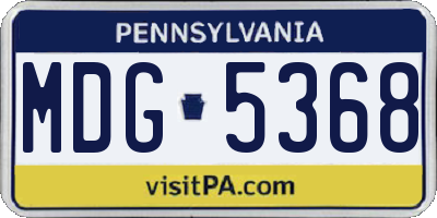 PA license plate MDG5368