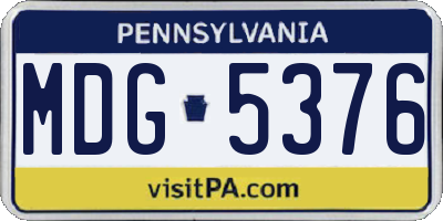 PA license plate MDG5376