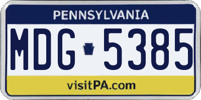 PA license plate MDG5385