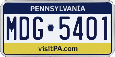 PA license plate MDG5401