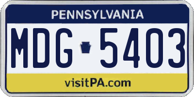 PA license plate MDG5403