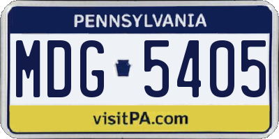 PA license plate MDG5405