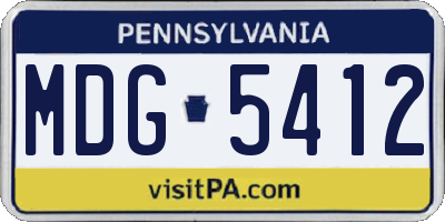 PA license plate MDG5412