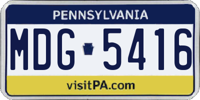 PA license plate MDG5416