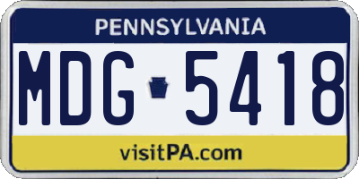 PA license plate MDG5418
