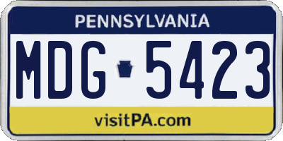 PA license plate MDG5423