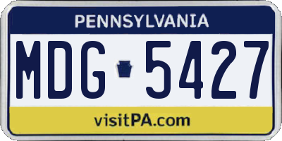 PA license plate MDG5427