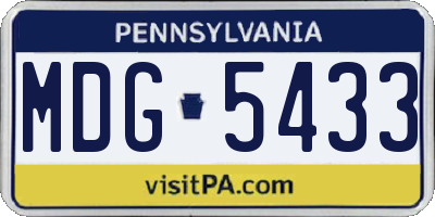 PA license plate MDG5433