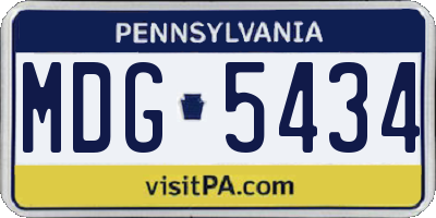PA license plate MDG5434