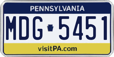 PA license plate MDG5451