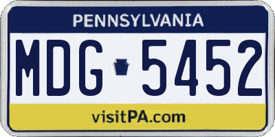 PA license plate MDG5452