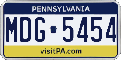 PA license plate MDG5454