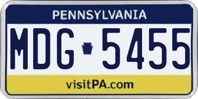 PA license plate MDG5455