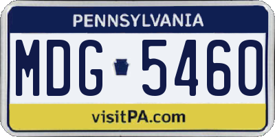 PA license plate MDG5460