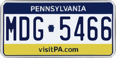 PA license plate MDG5466