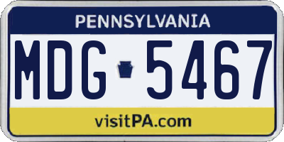 PA license plate MDG5467