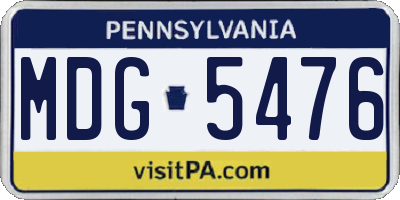 PA license plate MDG5476