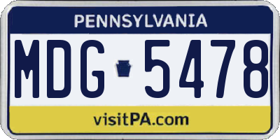 PA license plate MDG5478