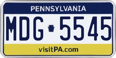 PA license plate MDG5545
