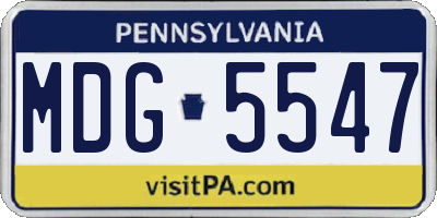 PA license plate MDG5547