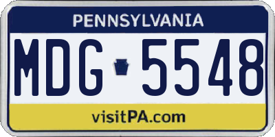 PA license plate MDG5548