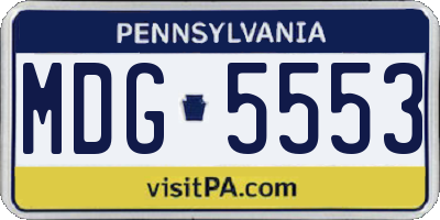 PA license plate MDG5553