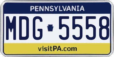 PA license plate MDG5558