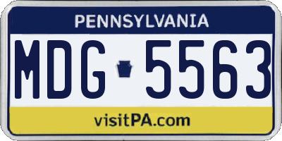 PA license plate MDG5563