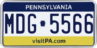 PA license plate MDG5566