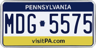 PA license plate MDG5575