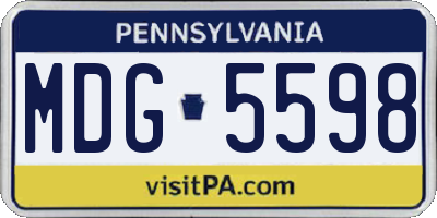 PA license plate MDG5598