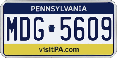PA license plate MDG5609