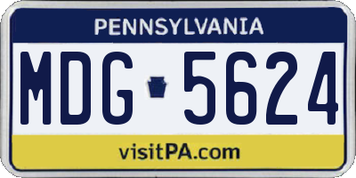 PA license plate MDG5624