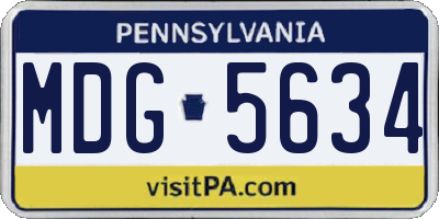 PA license plate MDG5634