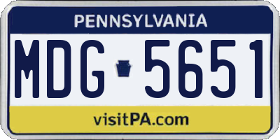 PA license plate MDG5651