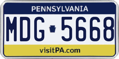 PA license plate MDG5668