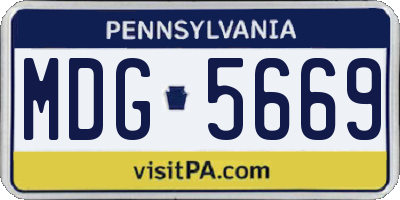 PA license plate MDG5669