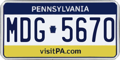 PA license plate MDG5670