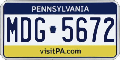 PA license plate MDG5672