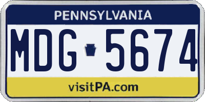 PA license plate MDG5674