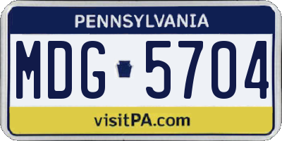 PA license plate MDG5704