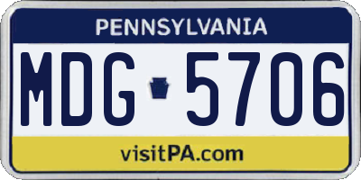 PA license plate MDG5706