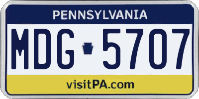 PA license plate MDG5707
