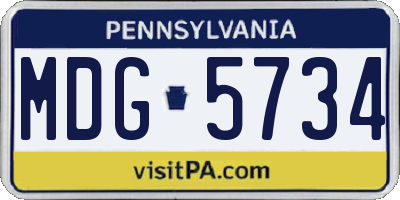 PA license plate MDG5734