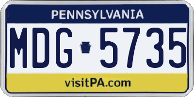 PA license plate MDG5735