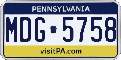 PA license plate MDG5758