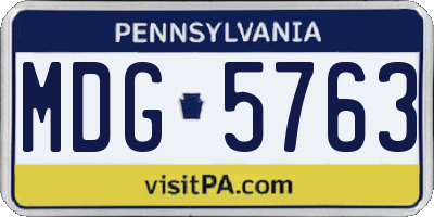 PA license plate MDG5763