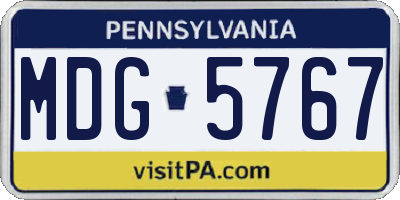 PA license plate MDG5767